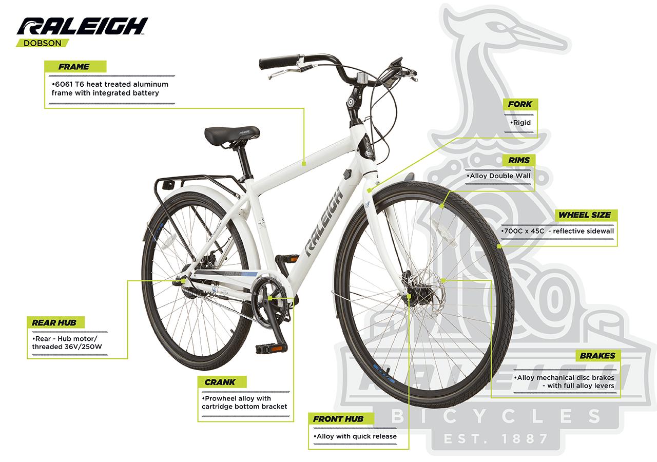 Dobson - Men's Electric Bike, 700C - infographic