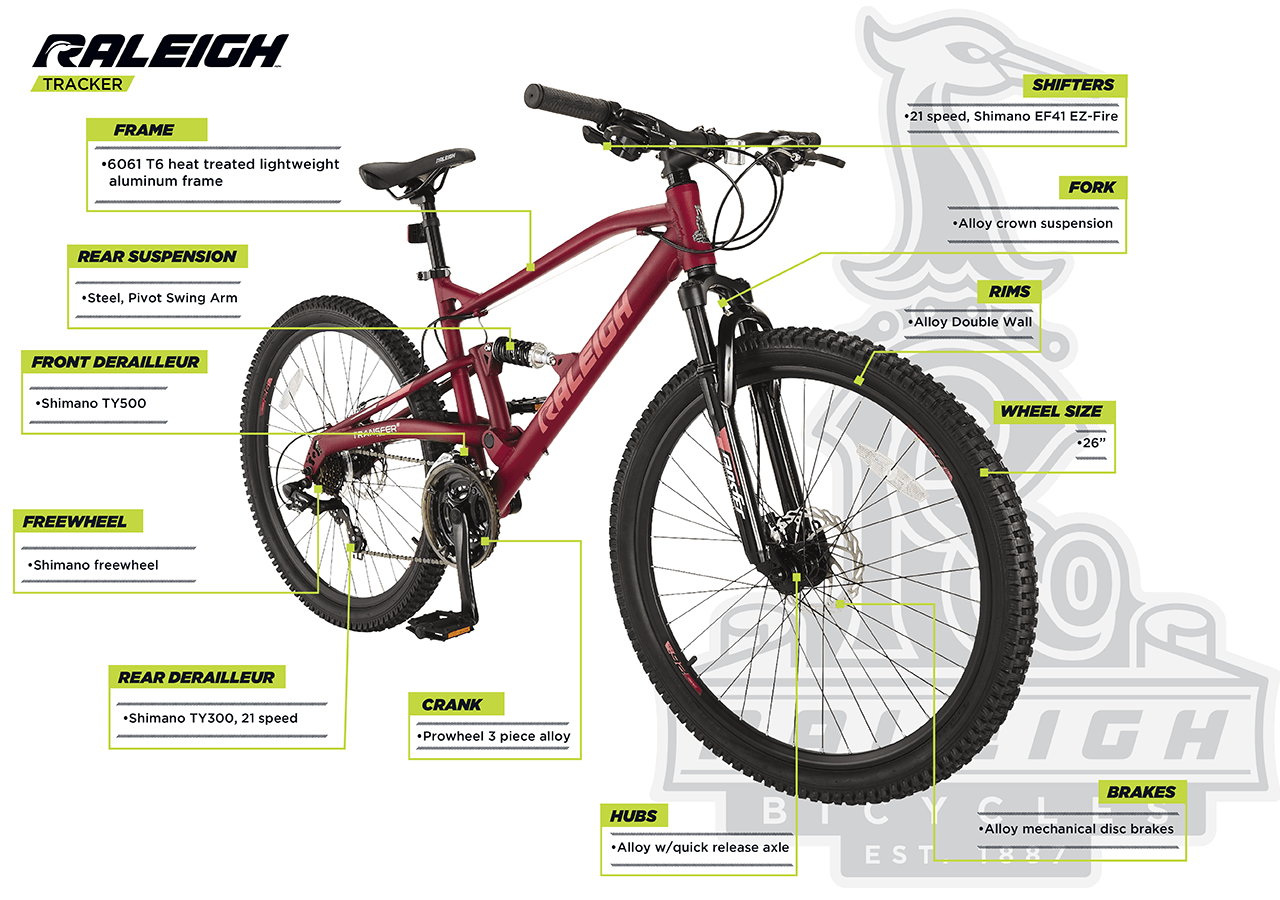 Tracker - Women's Dual Suspension Mountain Bike (26") - infographic 