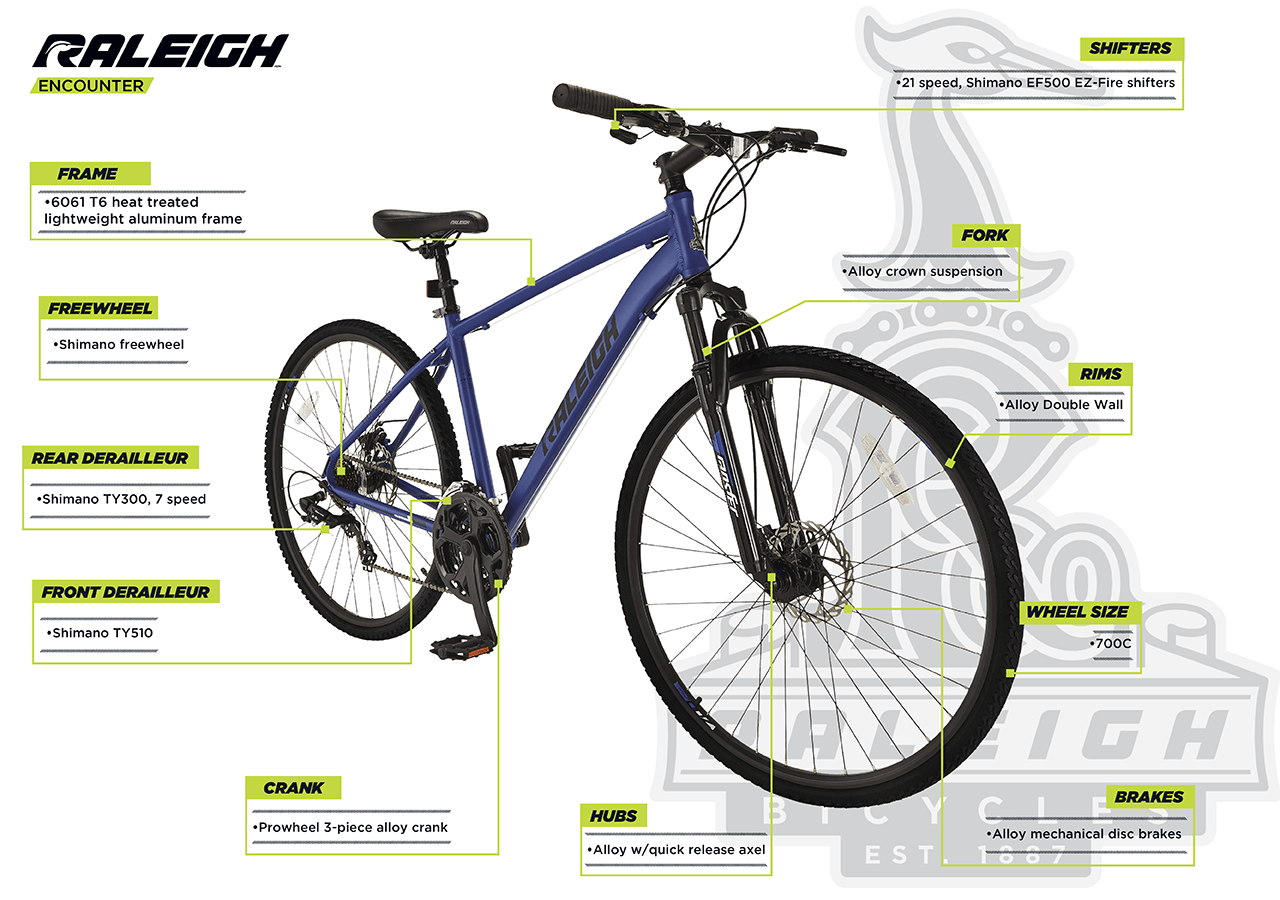 Mens hybrid bike with top disc brakes