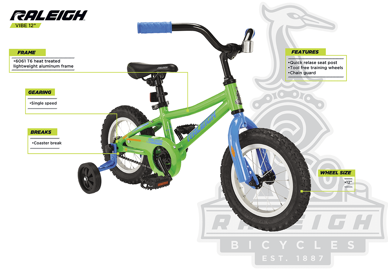 Vibe Kids Bike 12 Green Raleigh Bikes