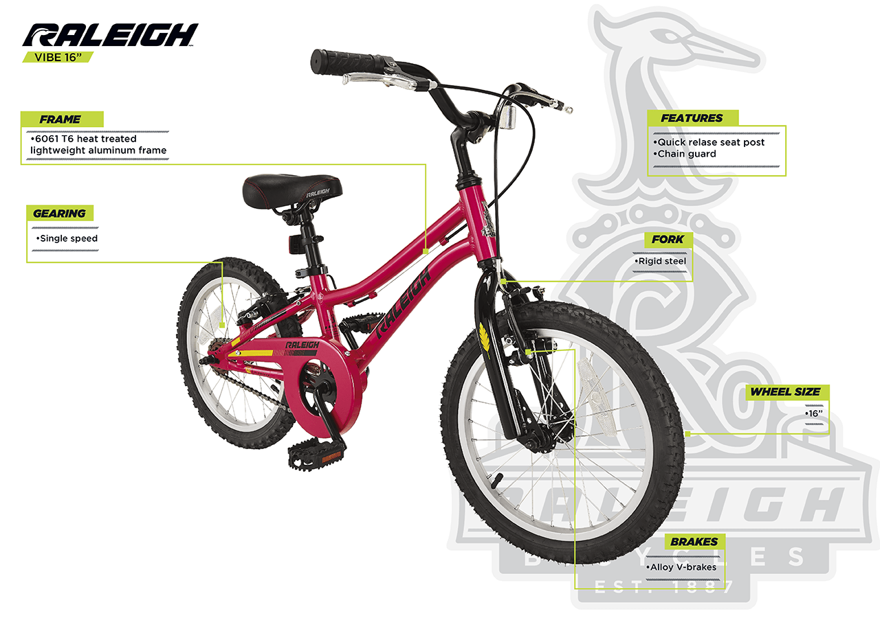 Vibe - Kids' Bike (16") - Pink - infographic 