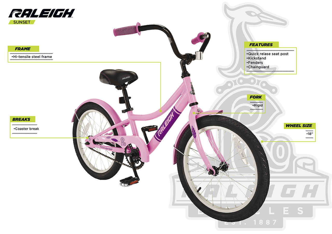 Sunset - Kids' Cruiser Bike (18") - infographic 