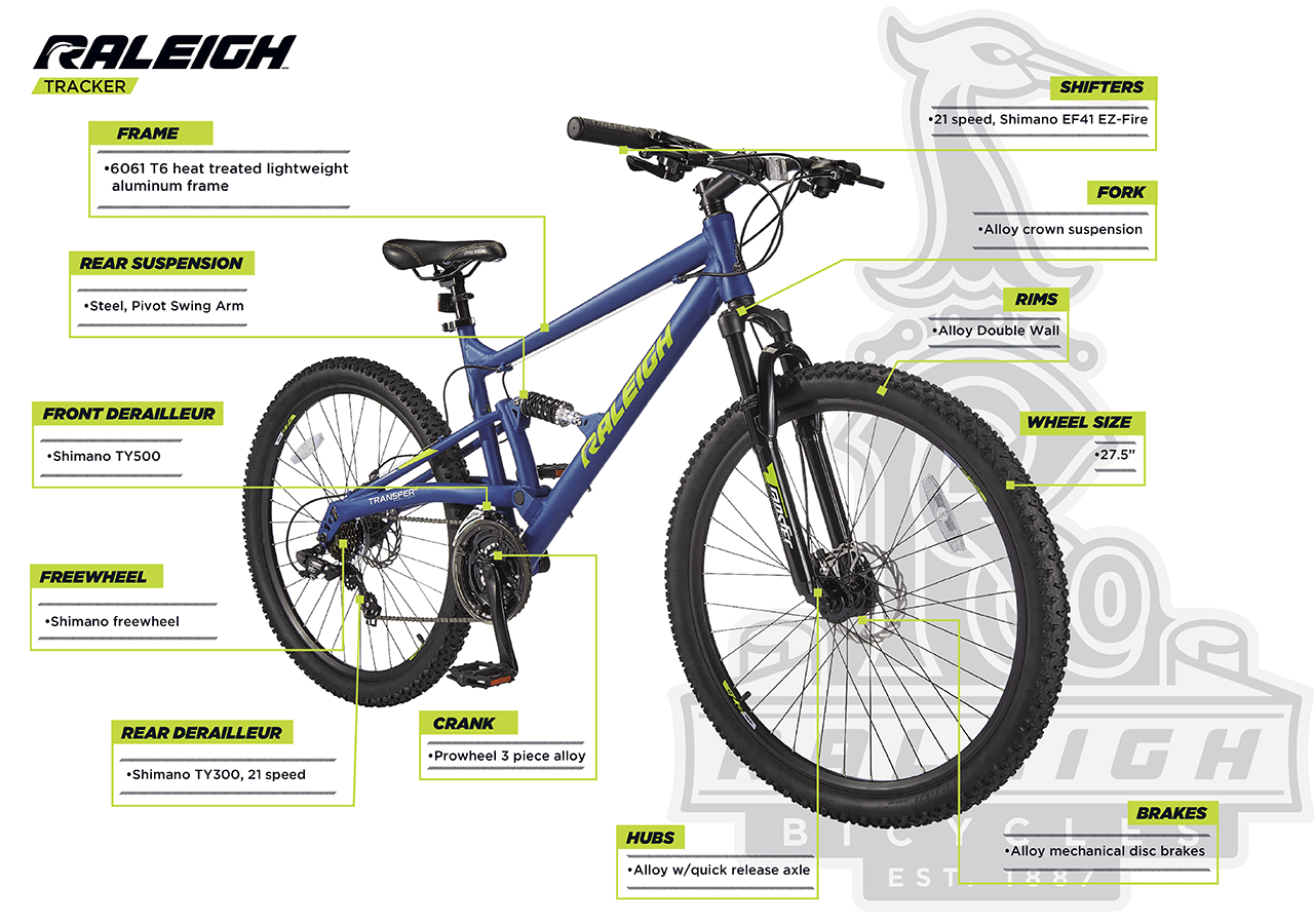 Tracker - Men's Dual Suspension Mountain Bike (27.5") - infographic 